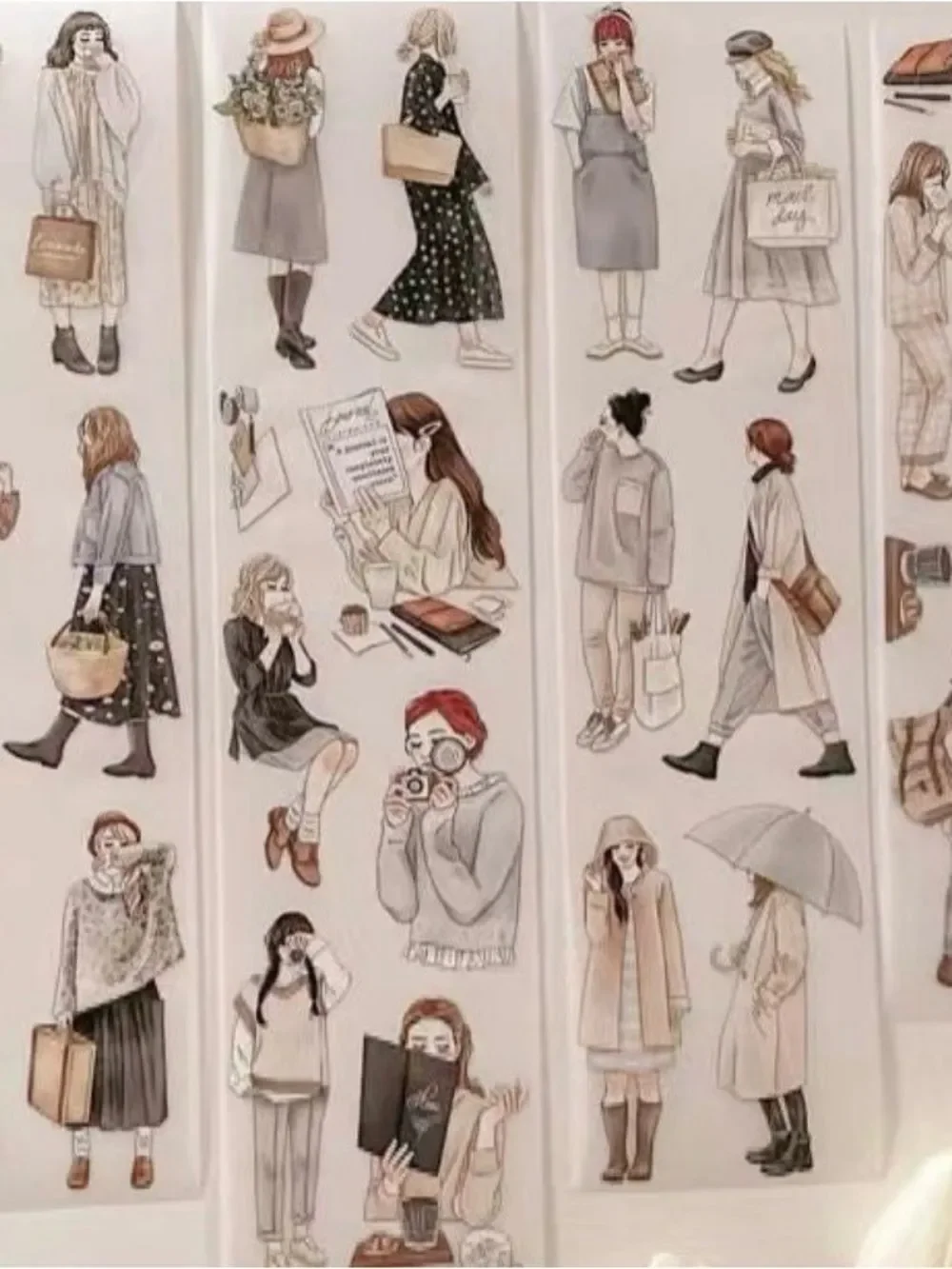 Decorative Woman Illustration Washi Tape - Beige